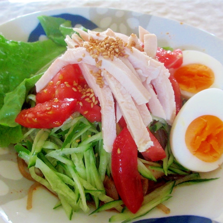 タンミョンで玉ねぎピリ辛ダレビビン麺風